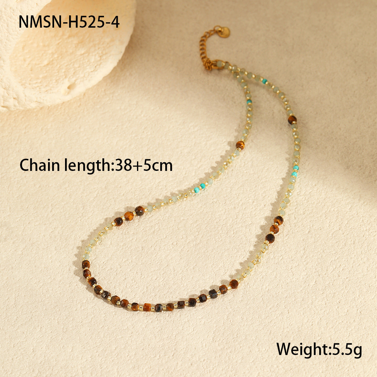 NMSN-H525-4 Tiger Eye Beaded Necklace