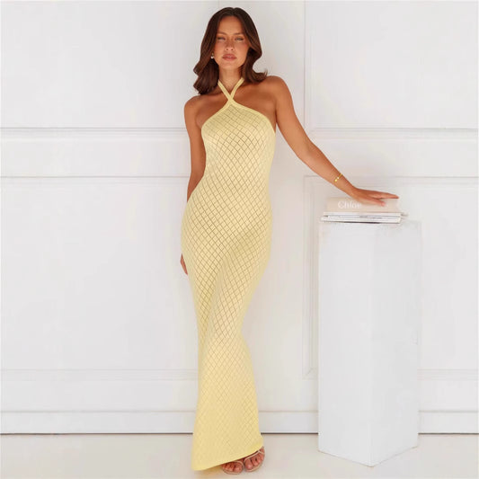 Beach Dress Women Solid Color Sexy Knitted Beach Bikini Swimsuit Blouse Dress