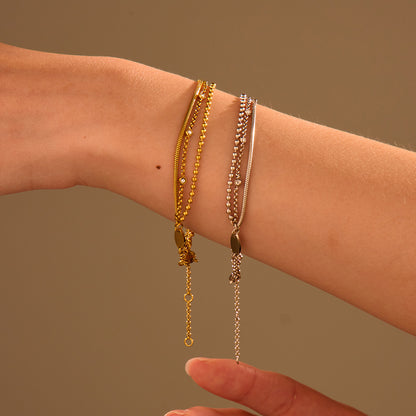 Light Luxury High Grade Multi Layer Stainless Steel Bracelet Twin Inlaid Zircon Niche Titanium Steel Hand Jewelry