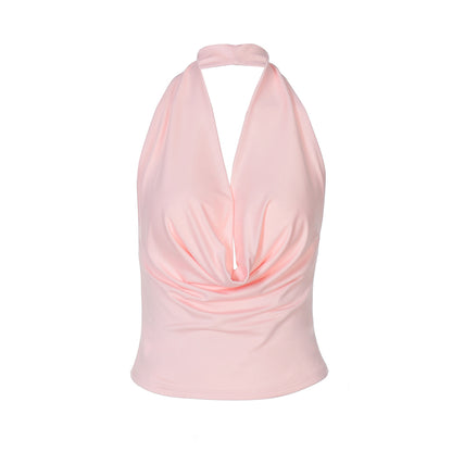 Women Wear Summer Sexy Deep V Plunge neck Backless Halter Vest