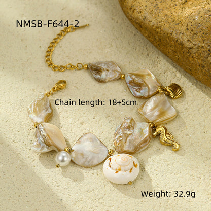 NMSB-F644-2 White Seahorse Bracelet