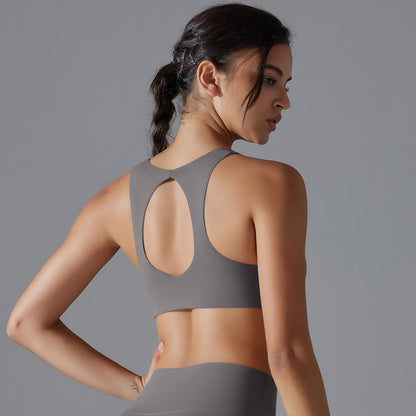 Sports Back Shaping Underwear Skin Friendly Nude Feel Breathable Sexy Hollow Out Cutout Yoga Vest Shockproof Push Up Yoga Bra