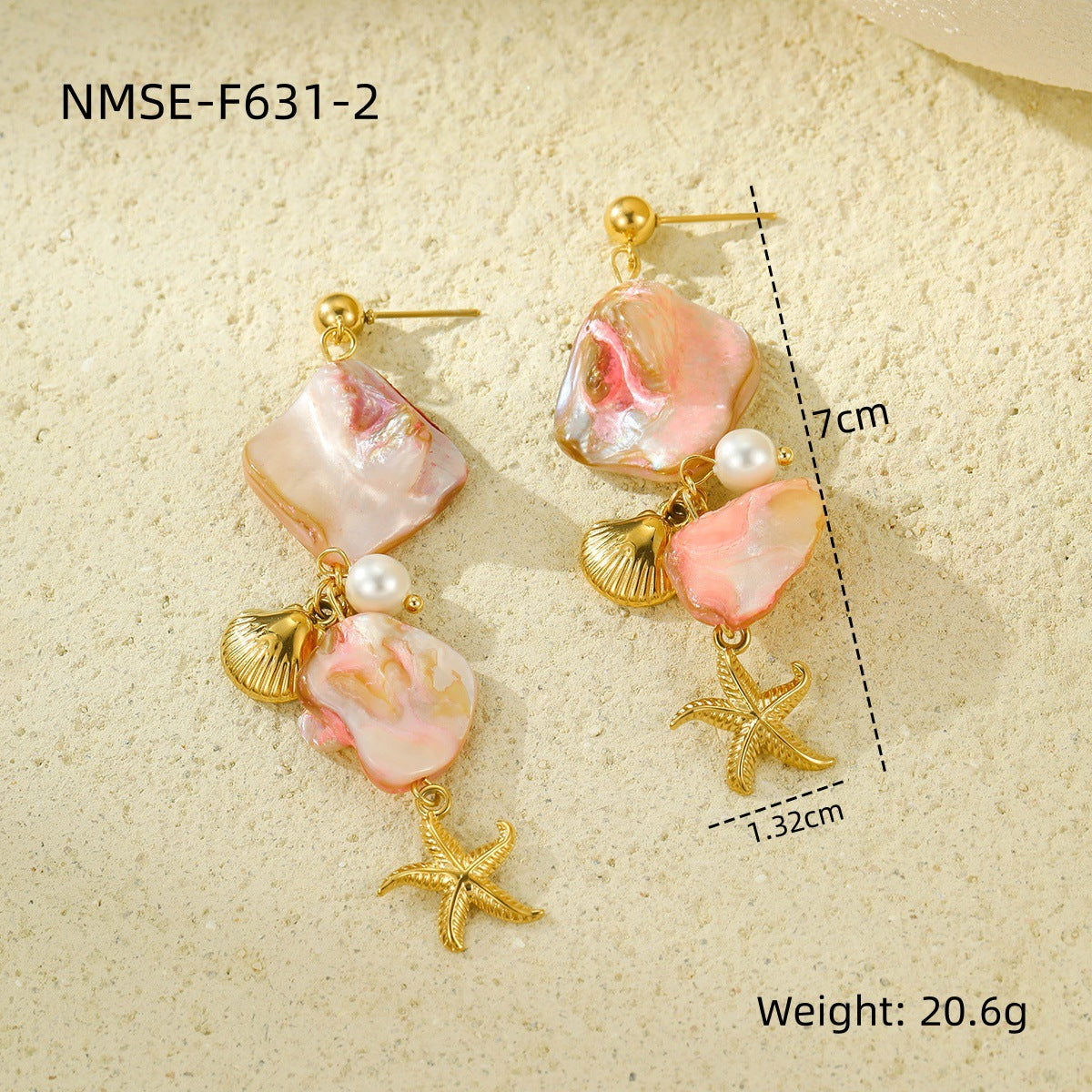 NMSE-F631-2 Pink Starfish Earrings