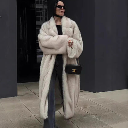 Faux Fur Coat Women Loose Collar Extended Fox Fur Coat Street Environmentally Friendly Fur