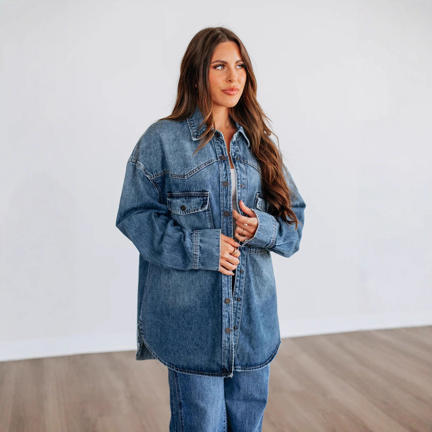 Autumn Casual All Matching Retro Lapels Outer Wear Loose Fitting Women Denim Coat