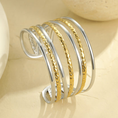 Geometry Pattern Semicircle Hollow Out Cutout Bracelet Static Luxury Exaggerated Personalized Cold Opening Bracelet