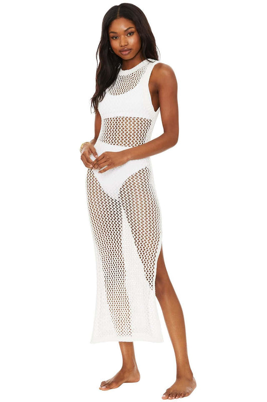 Beach Cover up Hollow Out Cutout Knitted Vest Vacation Skirt Bikini Cover