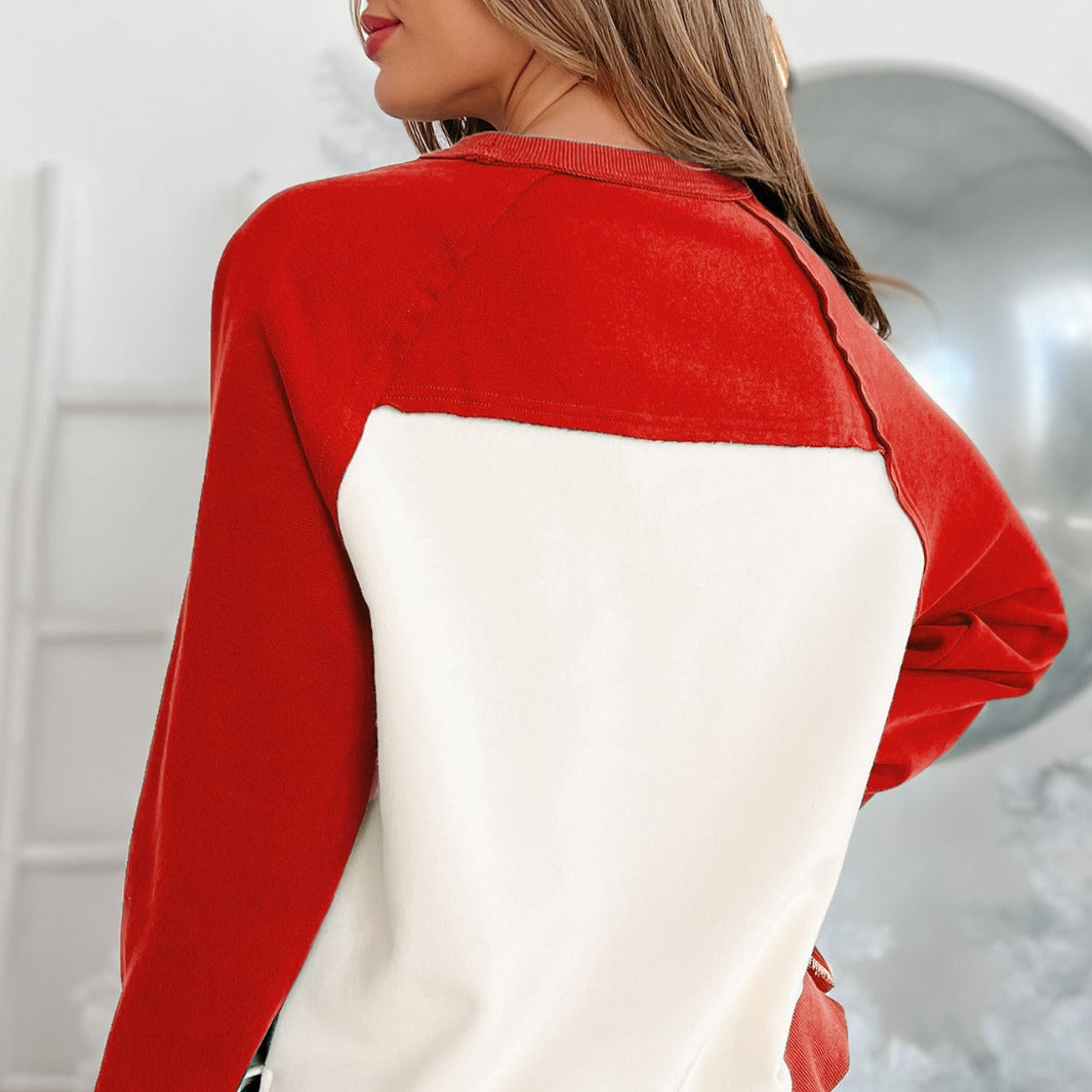 Christmas Tree Sequin Brushed Hoody Women Clothing Pullover Long Sleeve Loose Top Autumn Winter