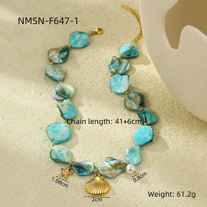 NMSN-F647-1 Blue Starfish Necklace