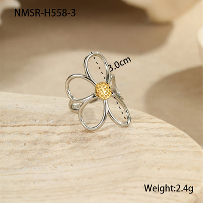 Color Blocking Flower Ring