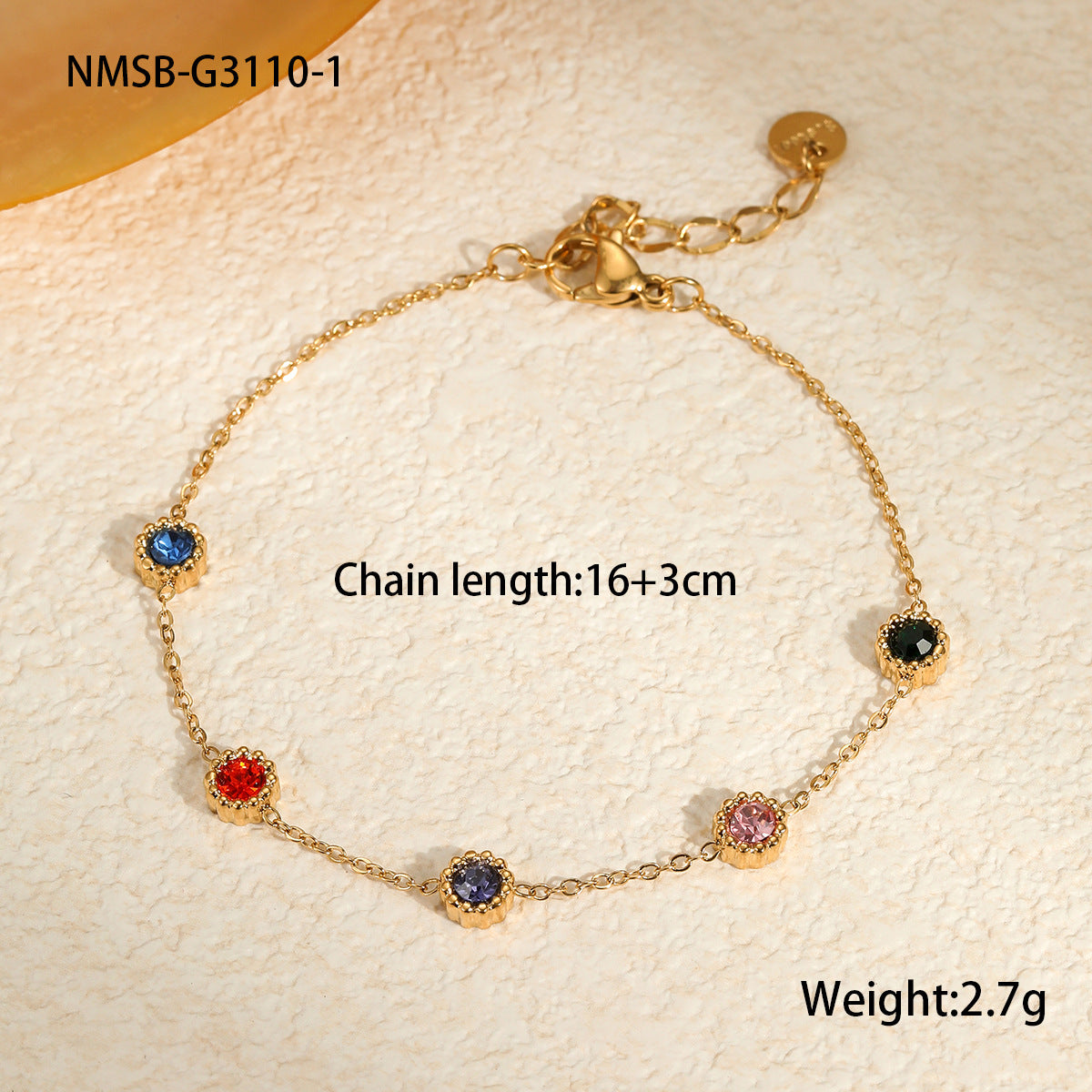 NMSB-G3110-1 Gold Color Zirconium Bracelet