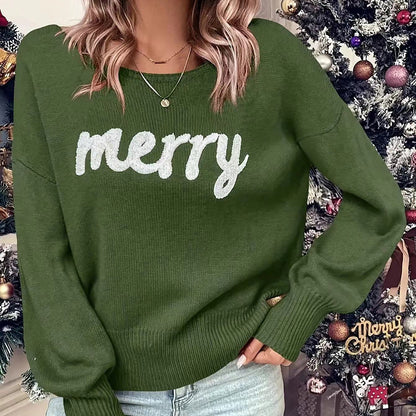 Autumn Winter Knitwear Women Clothing Christmas round Neck Long Sleeved Pullover Women