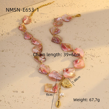NMSN-E653-1 Pink Conch Necklace