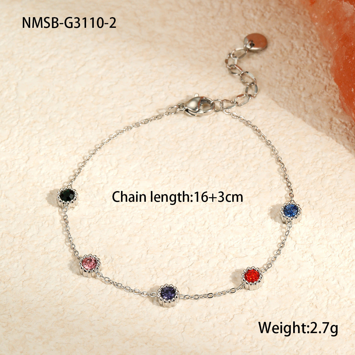 NMSB-G3110-2 Steel Color Zirconium Bracelet