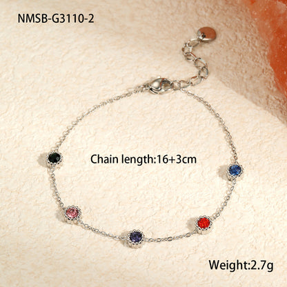 NMSB-G3110-2 Steel Color Zirconium Bracelet