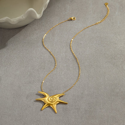 High Grade Titanium Steel Necklace Non Fading Golden Sun Stainless Steel Studs Niche Sold Jewelry