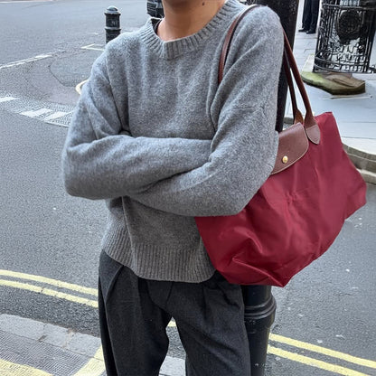 Minimalist round Neck Long Sleeve Sweater Bottoming Woolen Women Clothing Autumn Winter