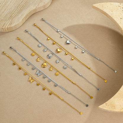 Summer Ocean Stainless Steel Anklets Starfish Shell Love Niche Exquisite Foot Ornaments