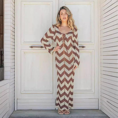 Autumn Double Sided Wear Lace Up Cutout Sexy Slimming Beach Dress