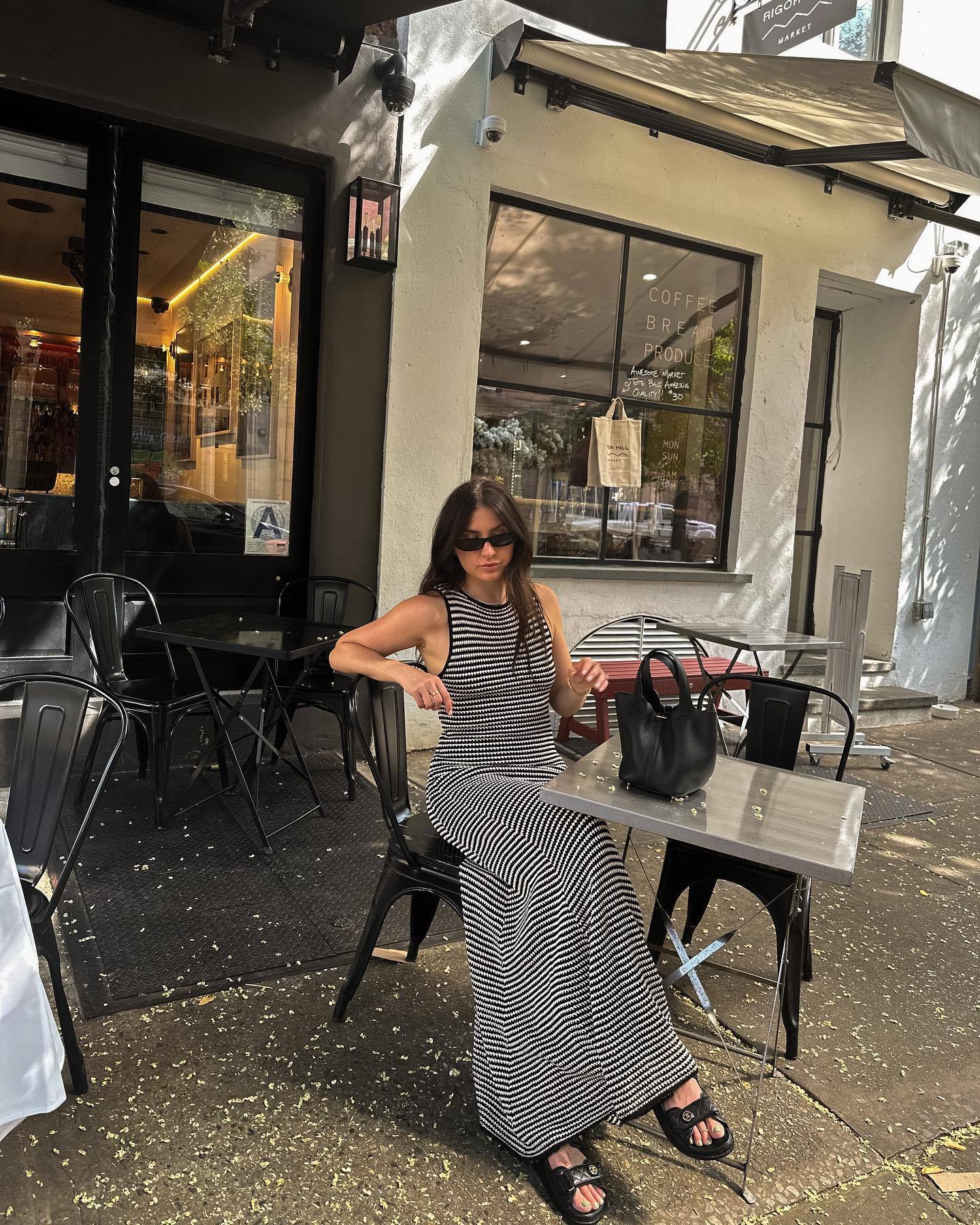 Striped Knitted Maxi Dress Sleeveless Hollow Out Cutout Beach Bohemian Casual Maxi Dress Women