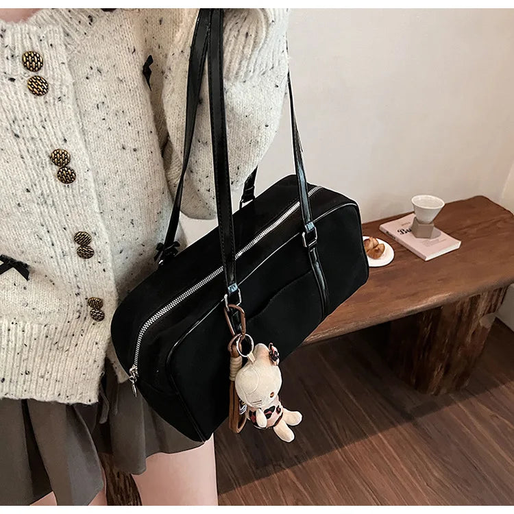 Casual Large Capaci Suede Bag Women 2025 New Autumn and Winter Retro Brown Commuter Shoulder Bag Pillow Bag Purses and Handbags