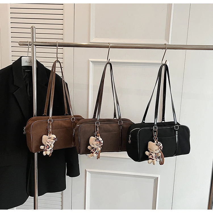 Casual Large Capaci Suede Bag Women 2025 New Autumn and Winter Retro Brown Commuter Shoulder Bag Pillow Bag Purses and Handbags