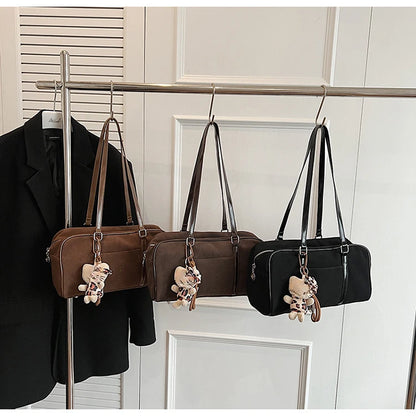 Casual Large Capaci Suede Bag Women 2025 New Autumn and Winter Retro Brown Commuter Shoulder Bag Pillow Bag Purses and Handbags