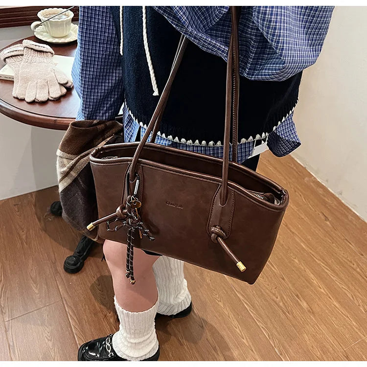 PU Leather Shoulder Bags For Women 2025 Winter Y2K Trend Female Crossbody Bag Lady Handbags And Purses Retro Tote Bag bolso