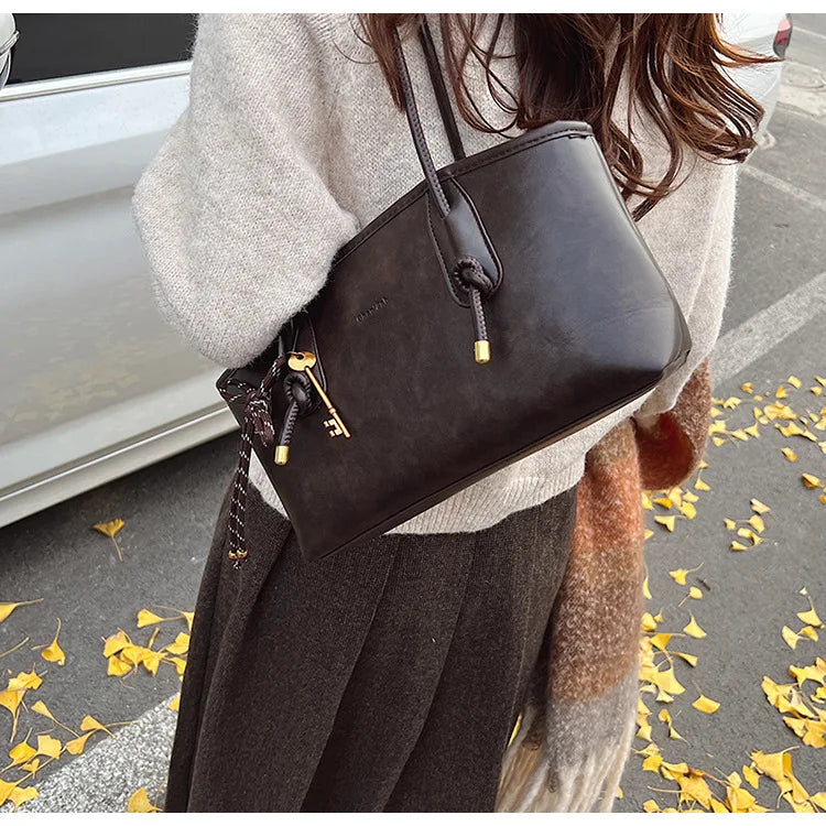 PU Leather Shoulder Bags For Women 2025 Winter Y2K Trend Female Crossbody Bag Lady Handbags And Purses Retro Tote Bag bolso