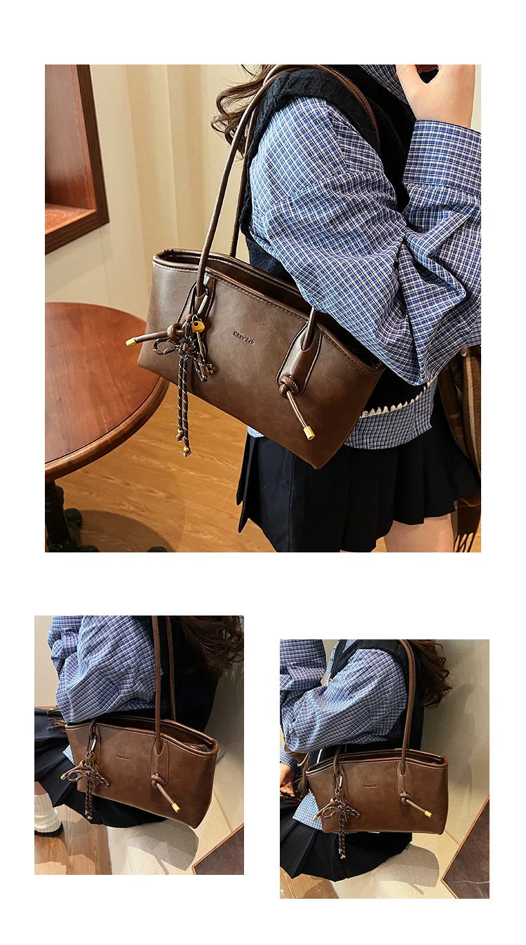 PU Leather Shoulder Bags For Women 2025 Winter Y2K Trend Female Crossbody Bag Lady Handbags And Purses Retro Tote Bag bolso