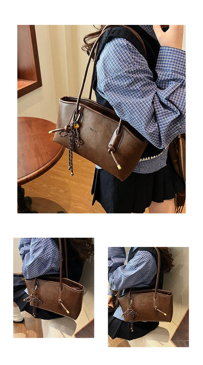 PU Leather Shoulder Bags For Women 2025 Winter Y2K Trend Female Crossbody Bag Lady Handbags And Purses Retro Tote Bag bolso