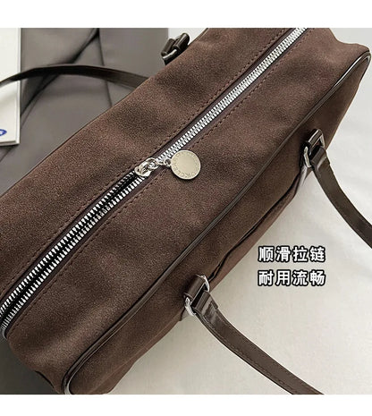 Casual Large Capaci Suede Bag Women 2025 New Autumn and Winter Retro Brown Commuter Shoulder Bag Pillow Bag Purses and Handbags