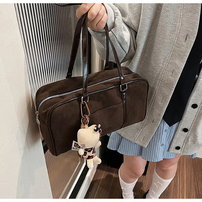 Casual Large Capaci Suede Bag Women 2025 New Autumn and Winter Retro Brown Commuter Shoulder Bag Pillow Bag Purses and Handbags