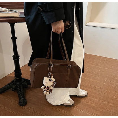 Casual Large Capaci Suede Bag Women 2025 New Autumn and Winter Retro Brown Commuter Shoulder Bag Pillow Bag Purses and Handbags