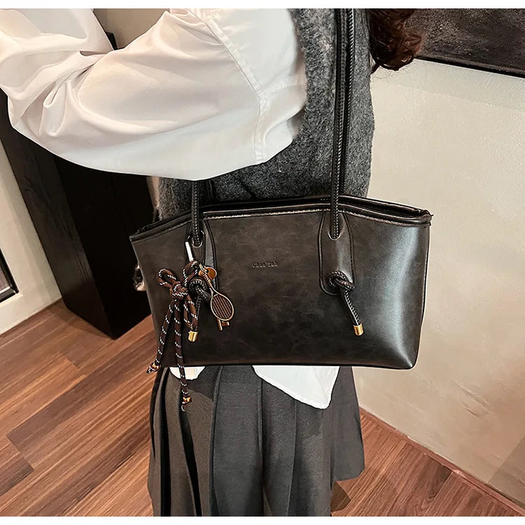 PU Leather Shoulder Bags For Women 2025 Winter Y2K Trend Female Crossbody Bag Lady Handbags And Purses Retro Tote Bag bolso