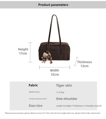 Casual Large Capaci Suede Bag Women 2025 New Autumn and Winter Retro Brown Commuter Shoulder Bag Pillow Bag Purses and Handbags