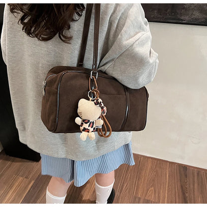 Casual Large Capaci Suede Bag Women 2025 New Autumn and Winter Retro Brown Commuter Shoulder Bag Pillow Bag Purses and Handbags