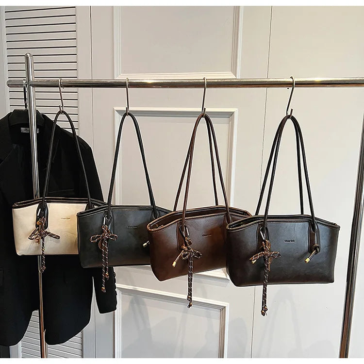 PU Leather Shoulder Bags For Women 2025 Winter Y2K Trend Female Crossbody Bag Lady Handbags And Purses Retro Tote Bag bolso