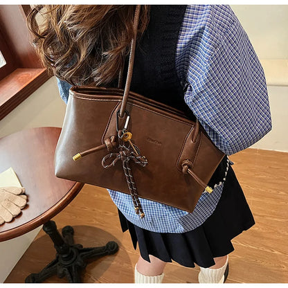 PU Leather Shoulder Bags For Women 2025 Winter Y2K Trend Female Crossbody Bag Lady Handbags And Purses Retro Tote Bag bolso
