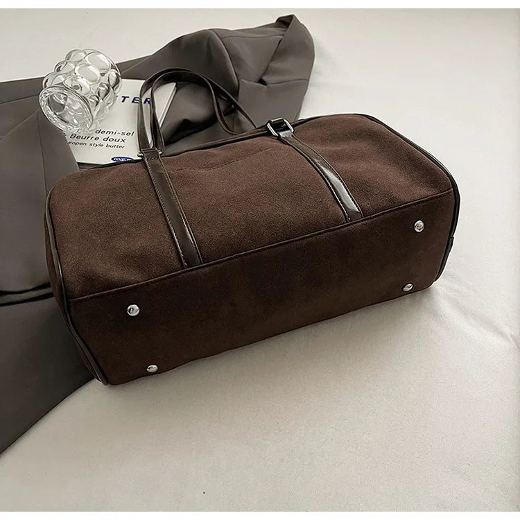 Casual Large Capaci Suede Bag Women 2025 New Autumn and Winter Retro Brown Commuter Shoulder Bag Pillow Bag Purses and Handbags