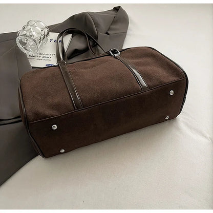 Casual Large Capaci Suede Bag Women 2025 New Autumn and Winter Retro Brown Commuter Shoulder Bag Pillow Bag Purses and Handbags