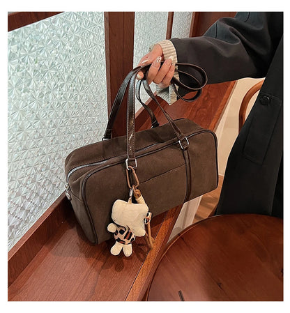 Casual Large Capaci Suede Bag Women 2025 New Autumn and Winter Retro Brown Commuter Shoulder Bag Pillow Bag Purses and Handbags