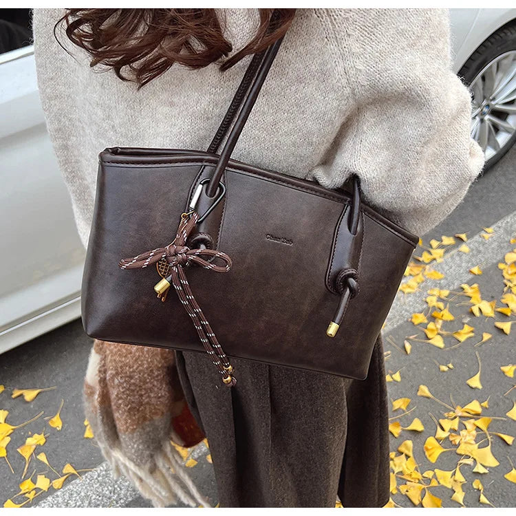 PU Leather Shoulder Bags For Women 2025 Winter Y2K Trend Female Crossbody Bag Lady Handbags And Purses Retro Tote Bag bolso
