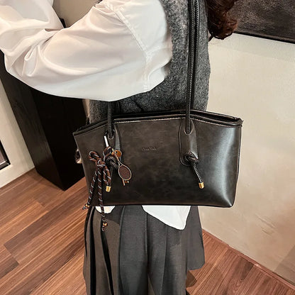 PU Leather Shoulder Bags For Women 2025 Winter Y2K Trend Female Crossbody Bag Lady Handbags And Purses Retro Tote Bag bolso