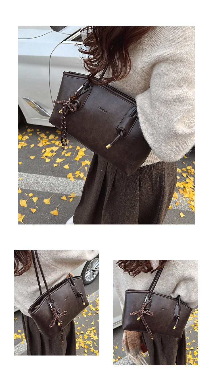 PU Leather Shoulder Bags For Women 2025 Winter Y2K Trend Female Crossbody Bag Lady Handbags And Purses Retro Tote Bag bolso